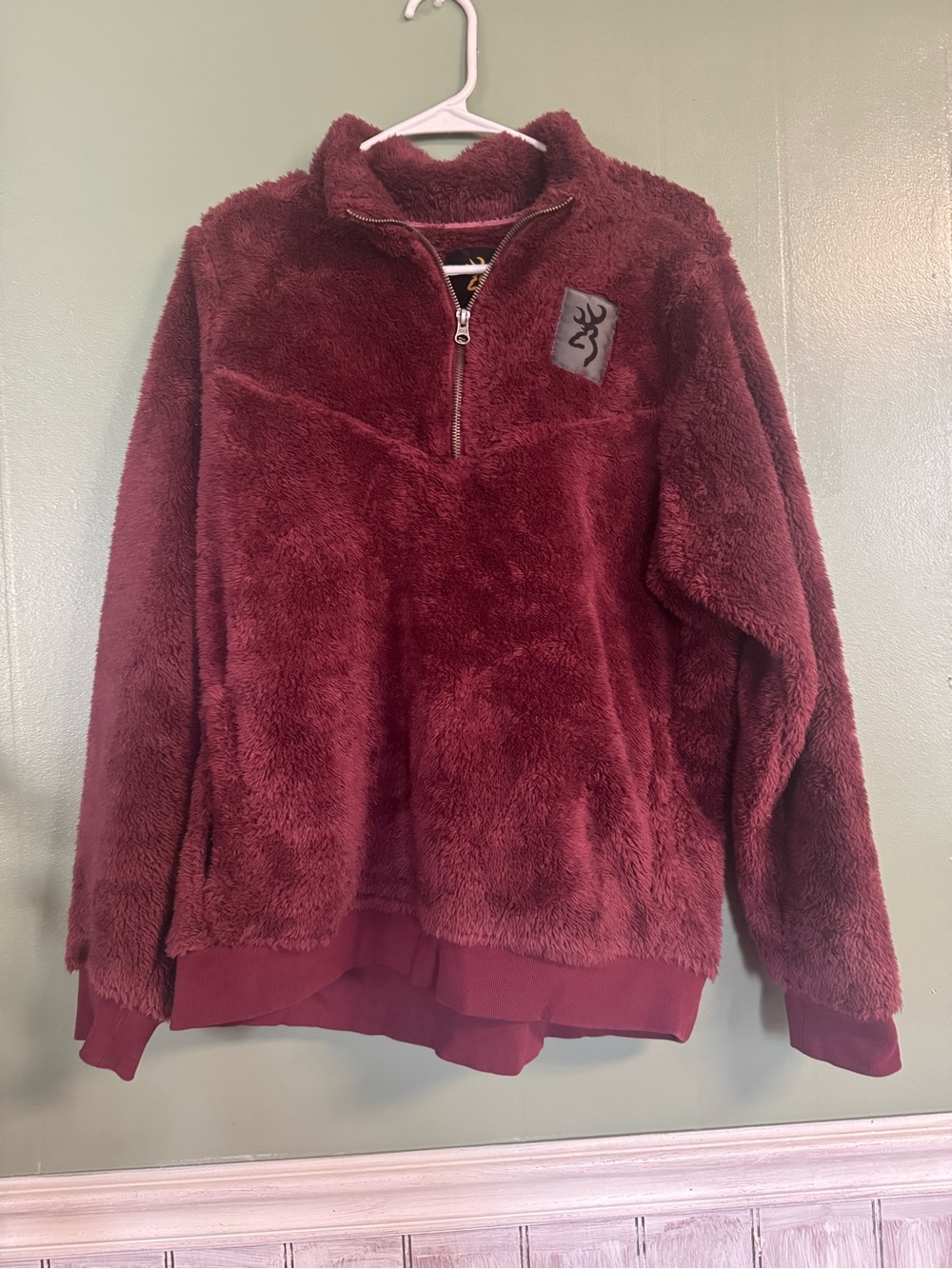 Browning Men's Burgundy Plush Quarter-Zip Sherpa Pullover
